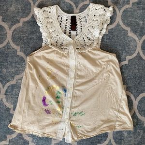 Free People Park Pixie Foil Sleeveless Blouse